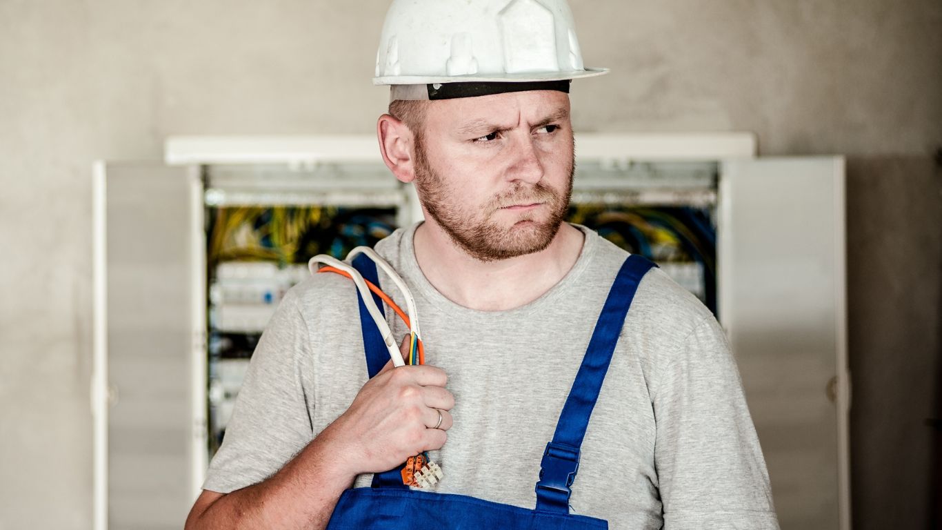 Electrician with helmet
